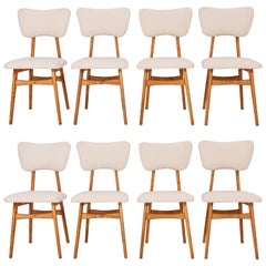 Set of Eight 20th Century Light Crème Boucle Chairs, 1960s