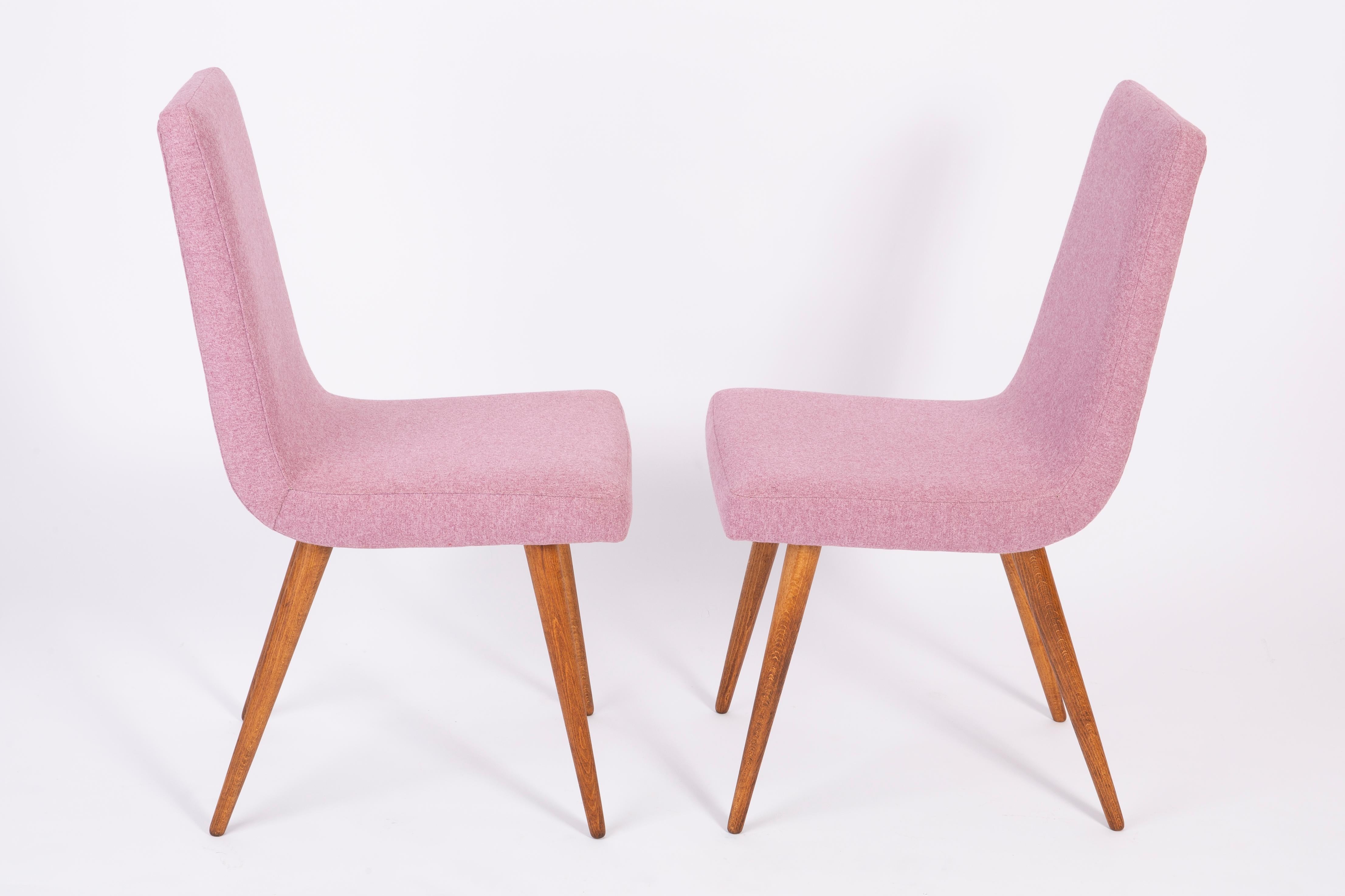 Hand-Crafted Set of Eight 20th Century Pink Mélange Rajmund Halas Chairs, 1960s For Sale