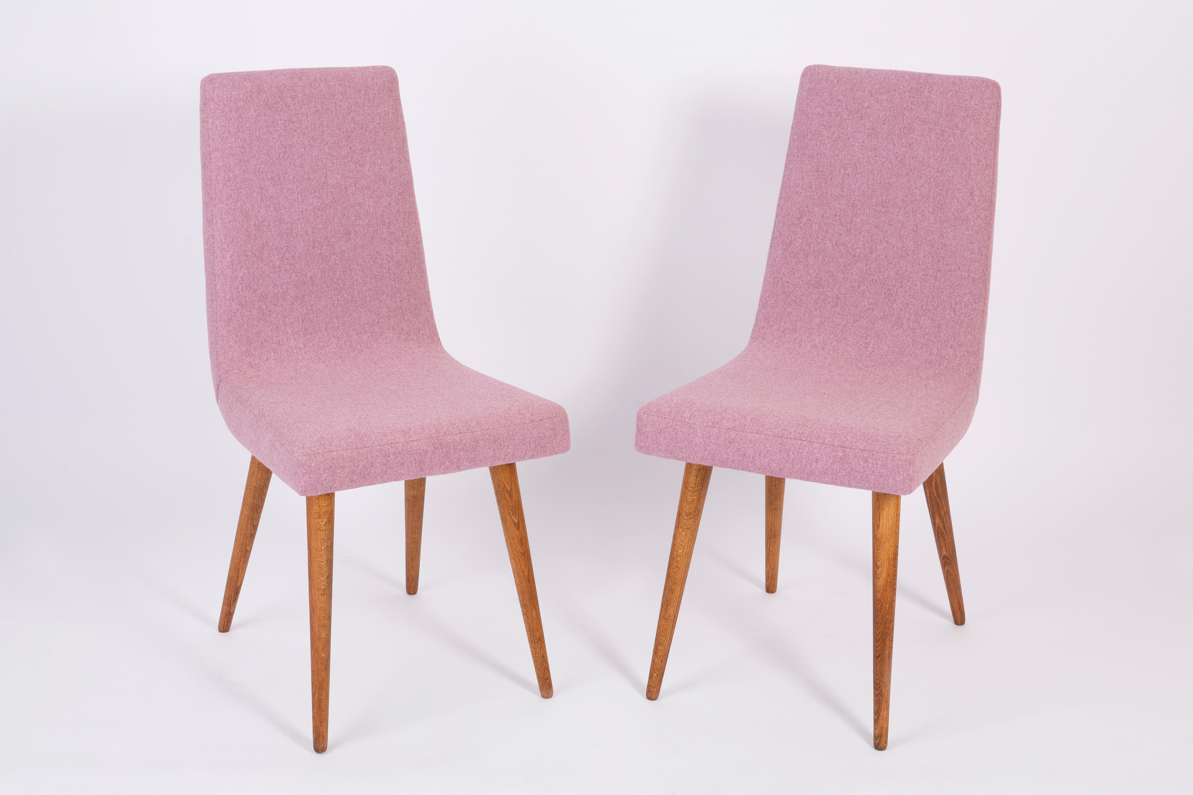 Set of Eight 20th Century Pink Mélange Rajmund Halas Chairs, 1960s In Excellent Condition For Sale In 05-080 Hornowek, PL