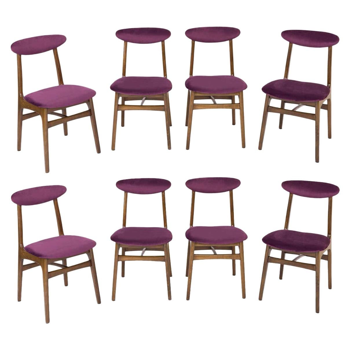 Set of Eight 20th Century Plum Velvet Rajmund Halas Chairs, 1960s For Sale
