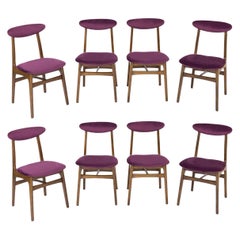 Ensemble de huit chaises Rajmund Halas en velours prune du 20ème siècle, années 1960