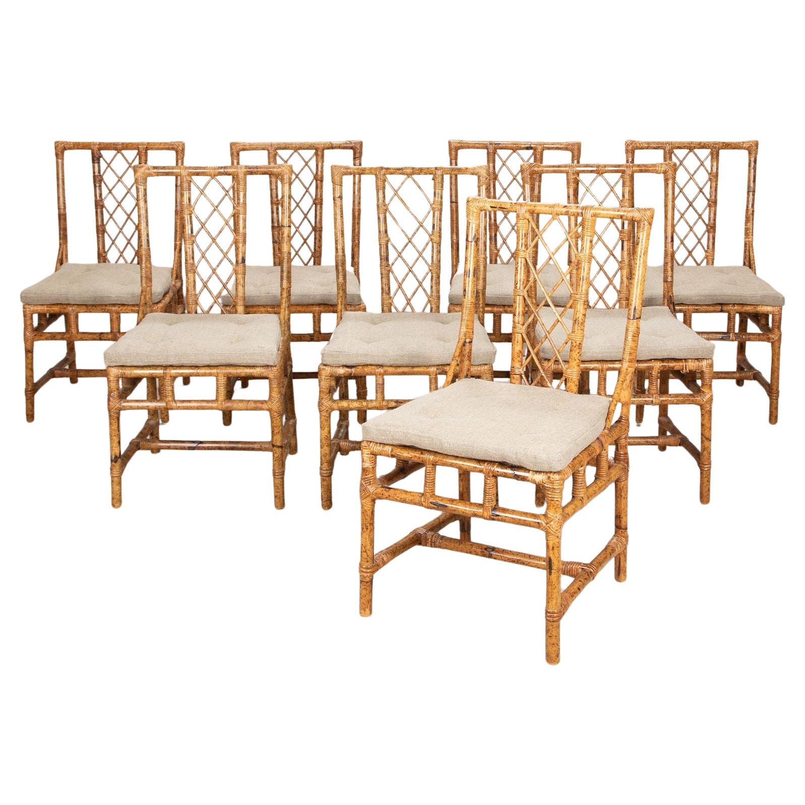 Set of Eight 20th Century Spanish Bamboo Dining Chairs