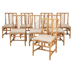 Set of Eight 20th Century Spanish Bamboo Dining Chairs