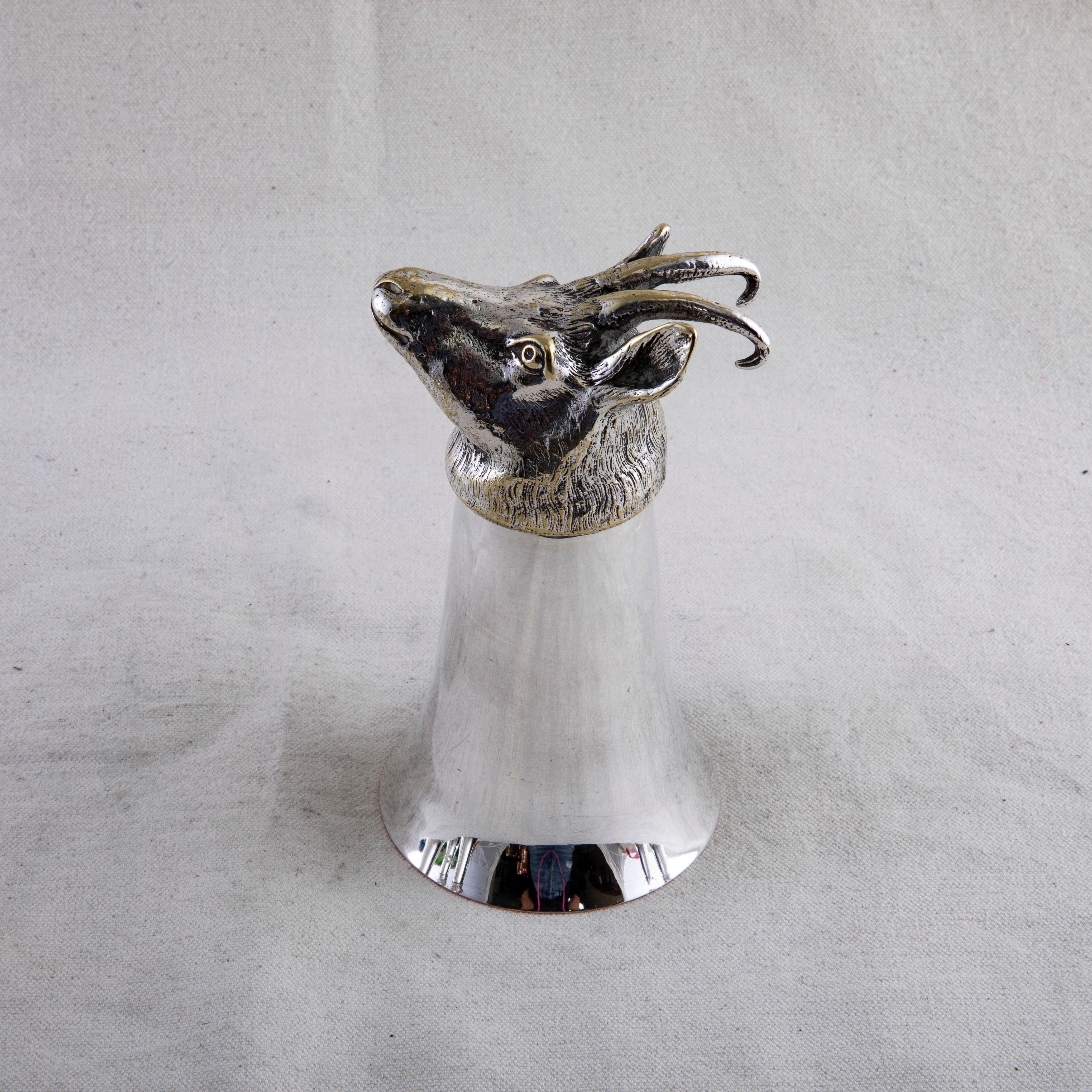 Set of Eight 20th Century Spanish Silver Plate Stirrup Cups with Hunt Animals 5