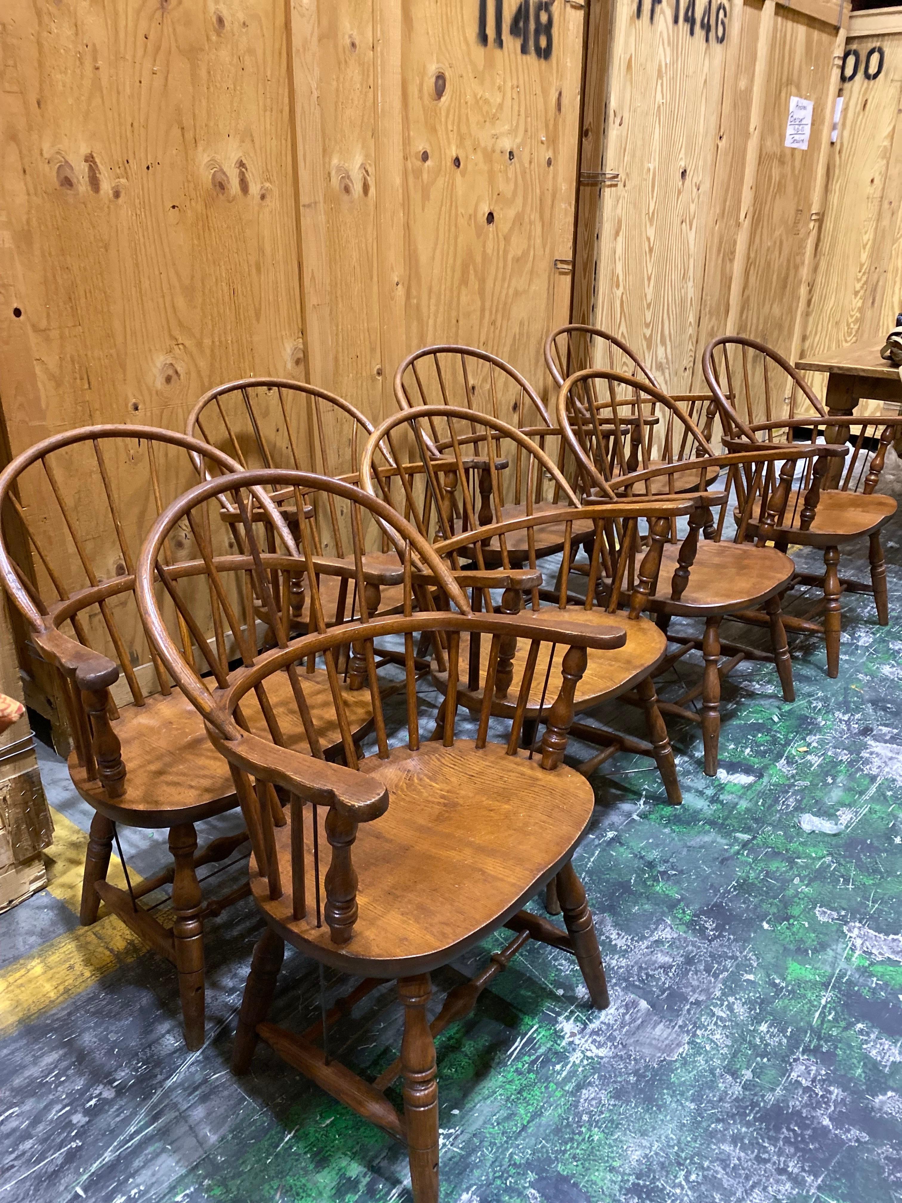 Set of Eight 20th Century Windsor Armchairs by Nichols & Stone 2