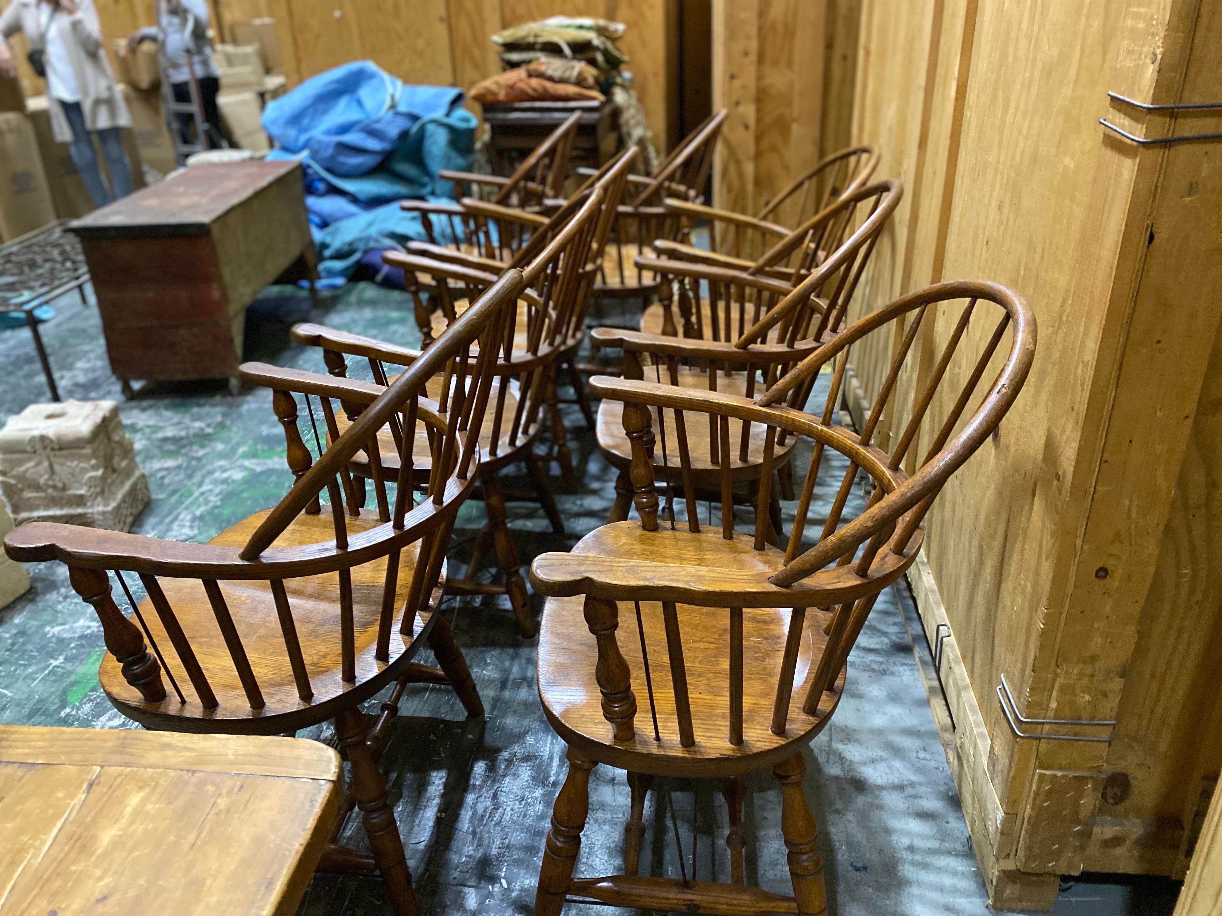 Set of Eight 20th Century Windsor Armchairs by Nichols & Stone 3