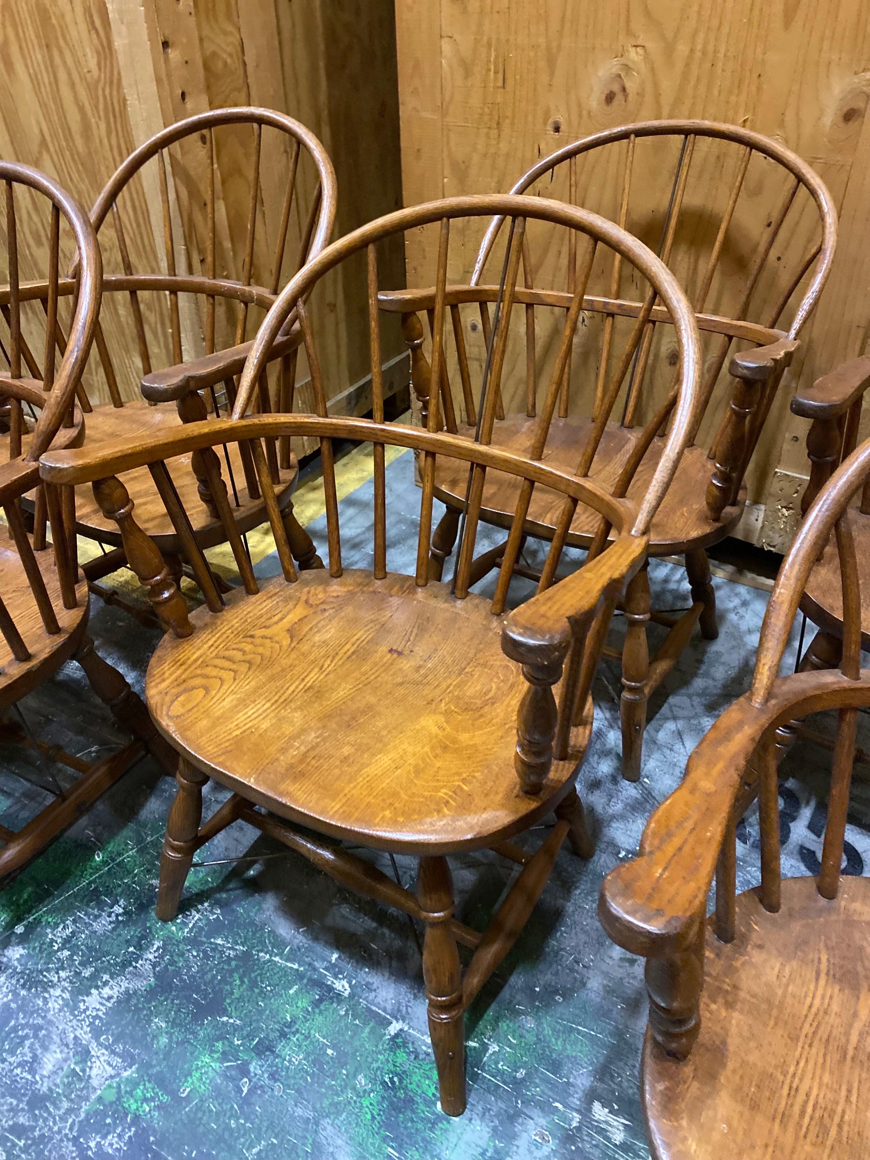 Set of Eight 20th Century Windsor Armchairs by Nichols & Stone 5