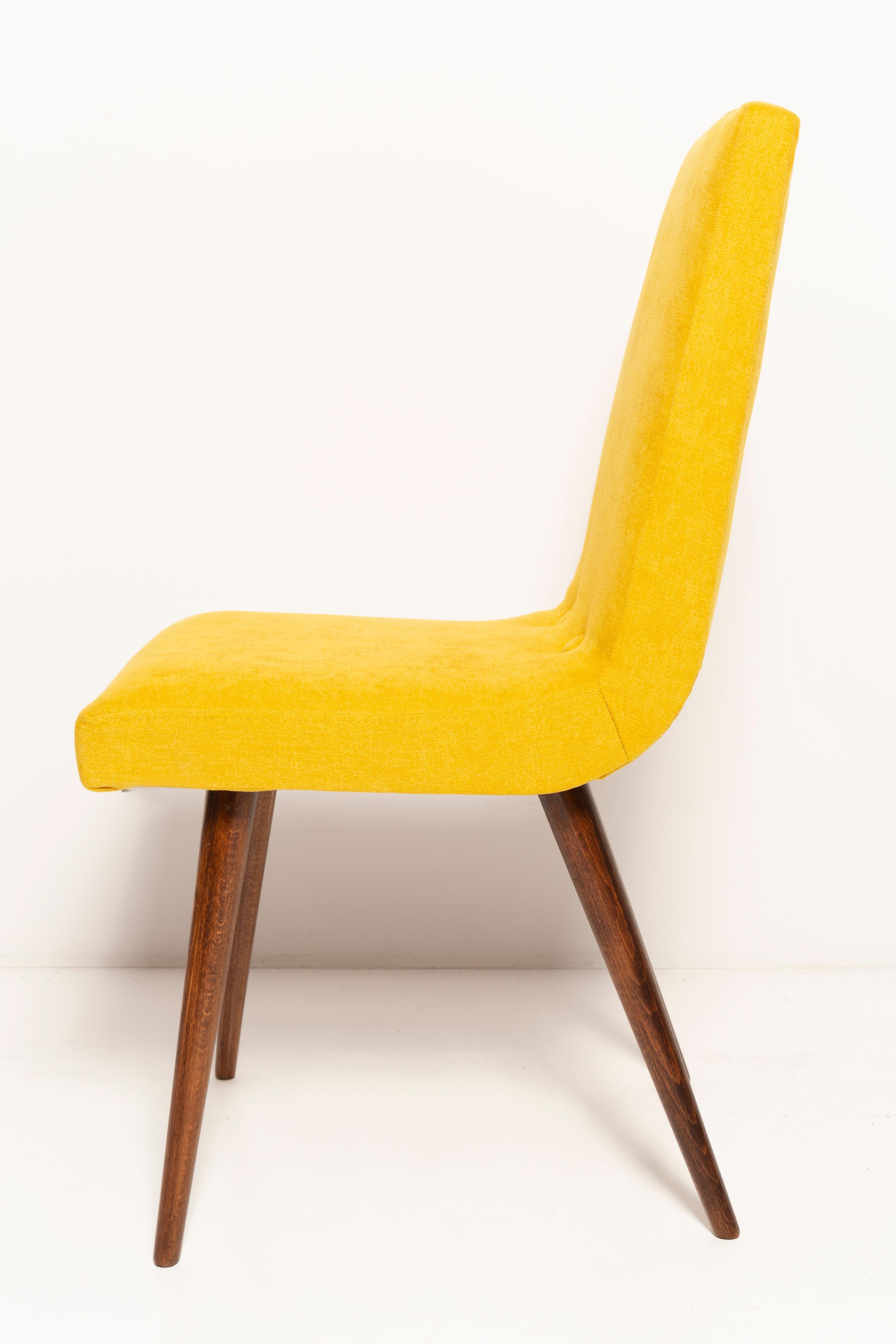 Set of Eight 20th Century Mustard Yellow Wool Chair, Rajmund Halas Europe, 1960s For Sale 1