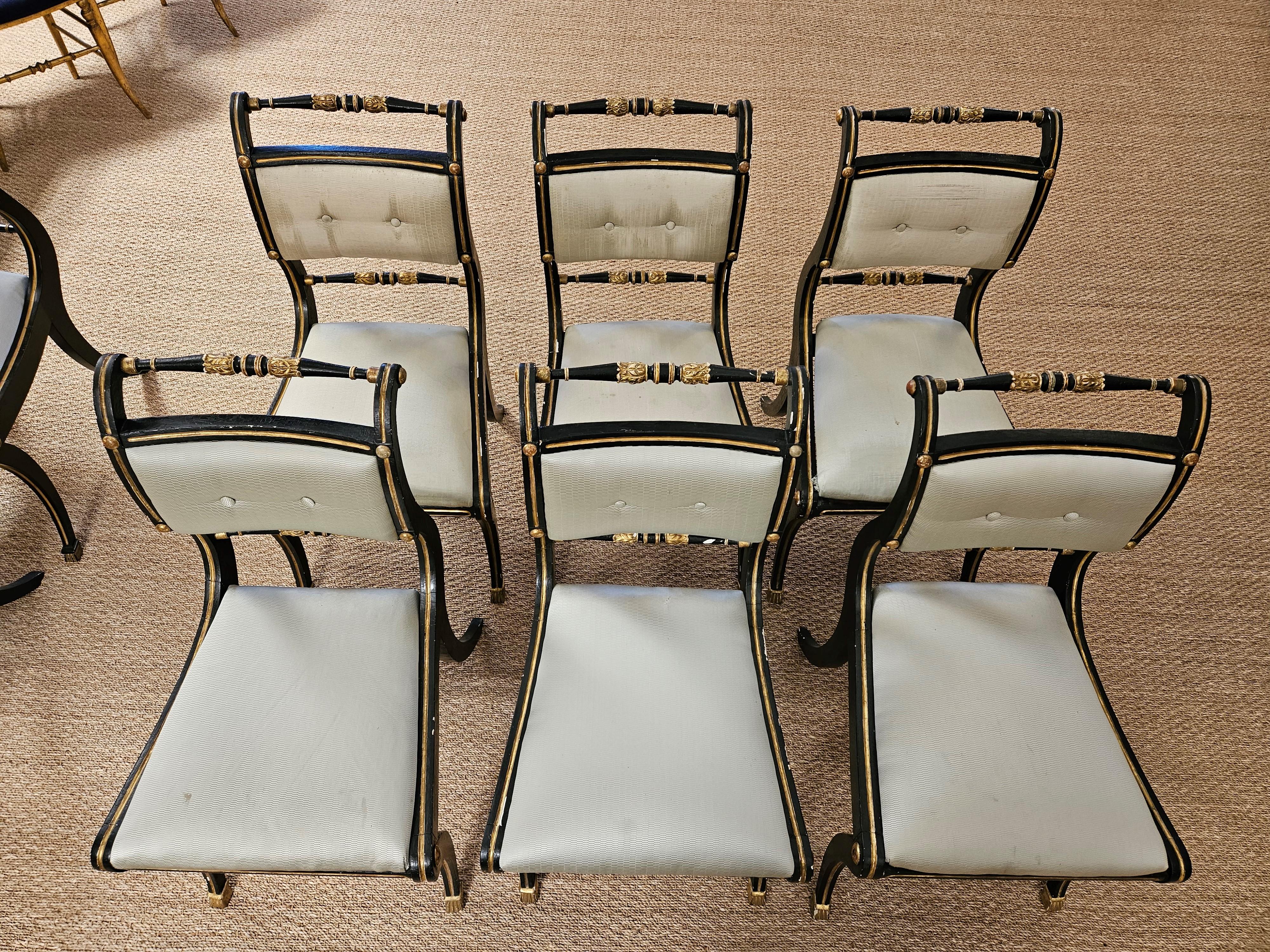 Set of eight (6+2) Regency-style chairs For Sale 2