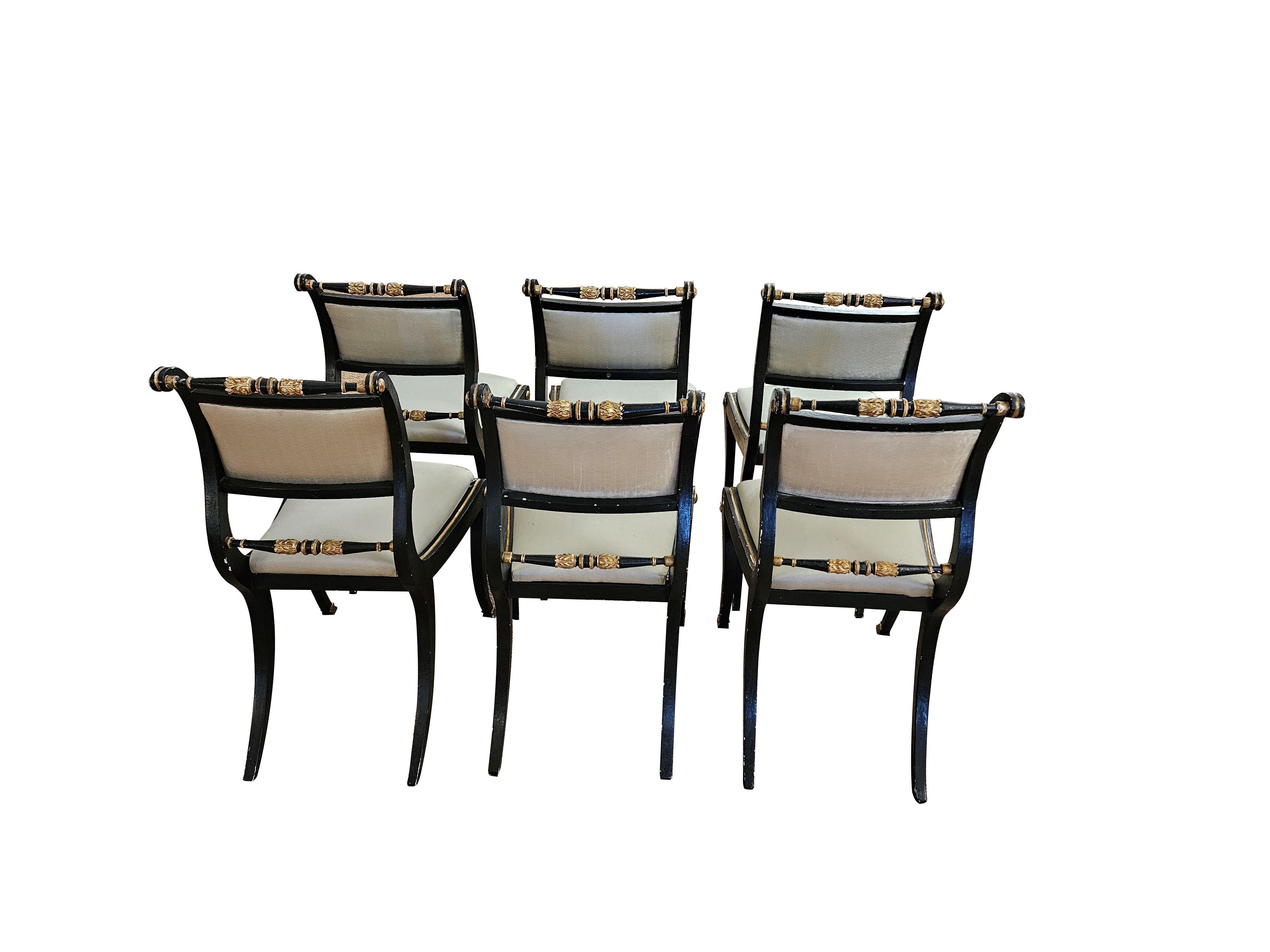Set of eight (6+2) Regency-style chairs For Sale 3