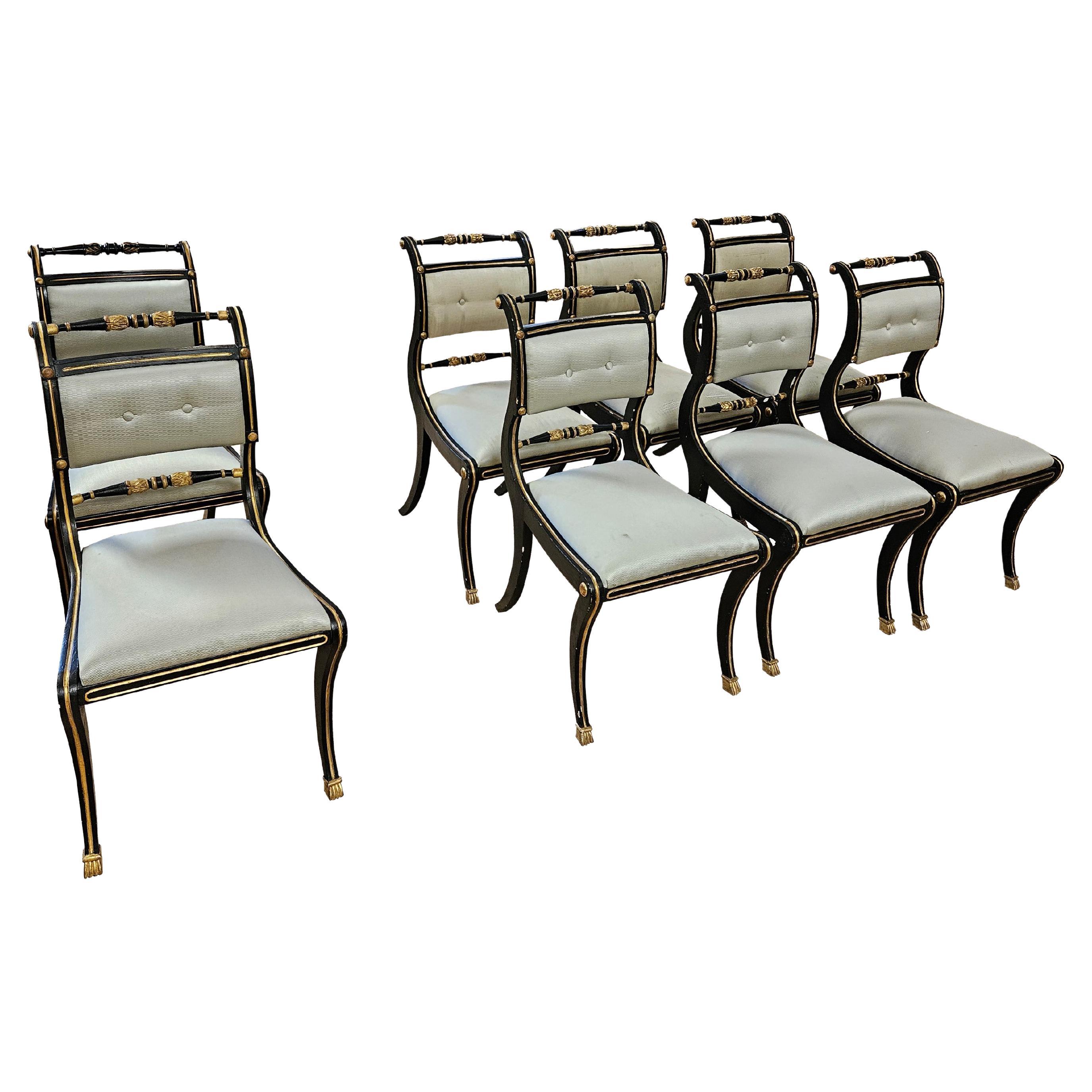 Set of eight (6+2) Regency-style chairs For Sale