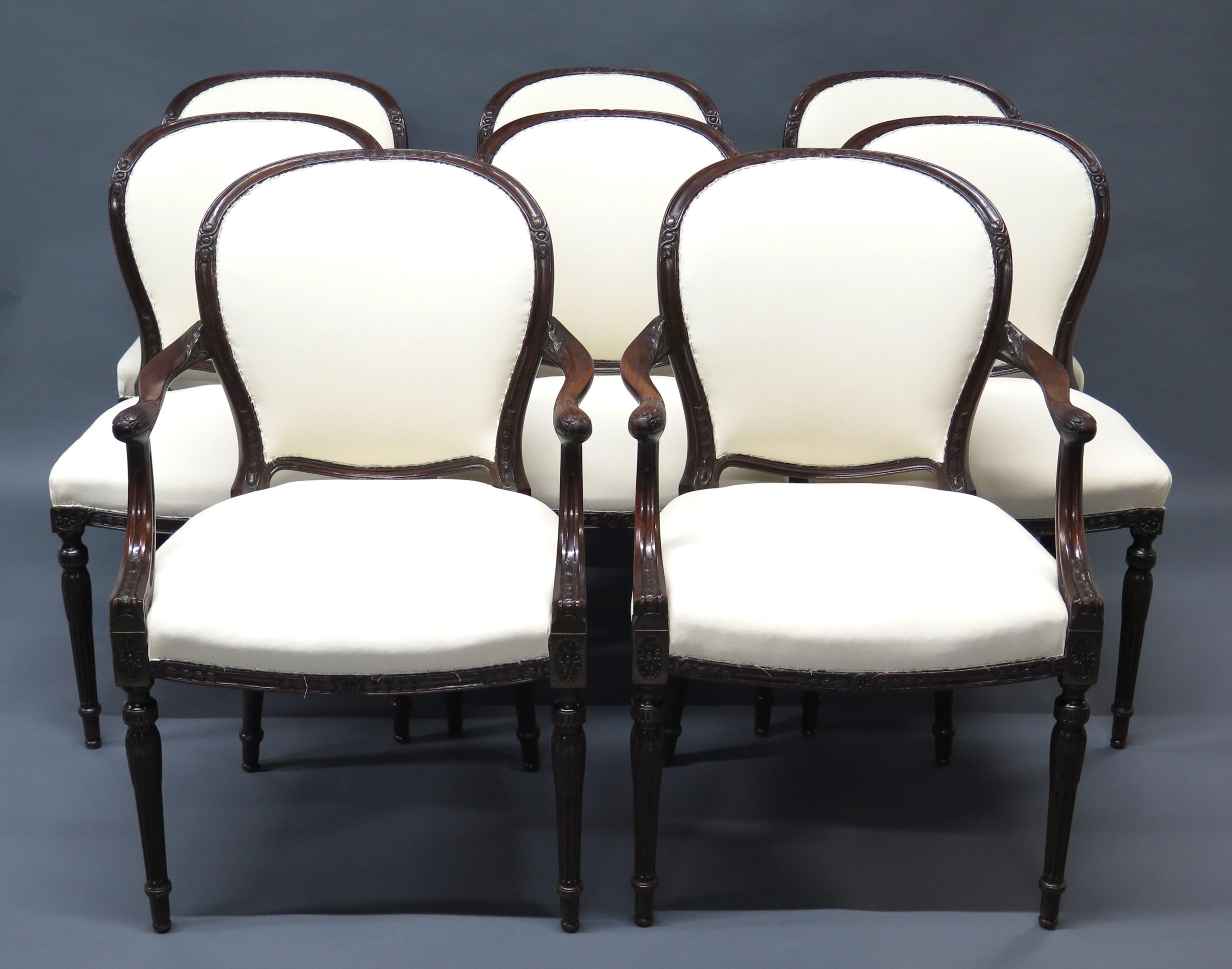 Set of Eight (8) George III Mahogany Dining Chairs For Sale 11