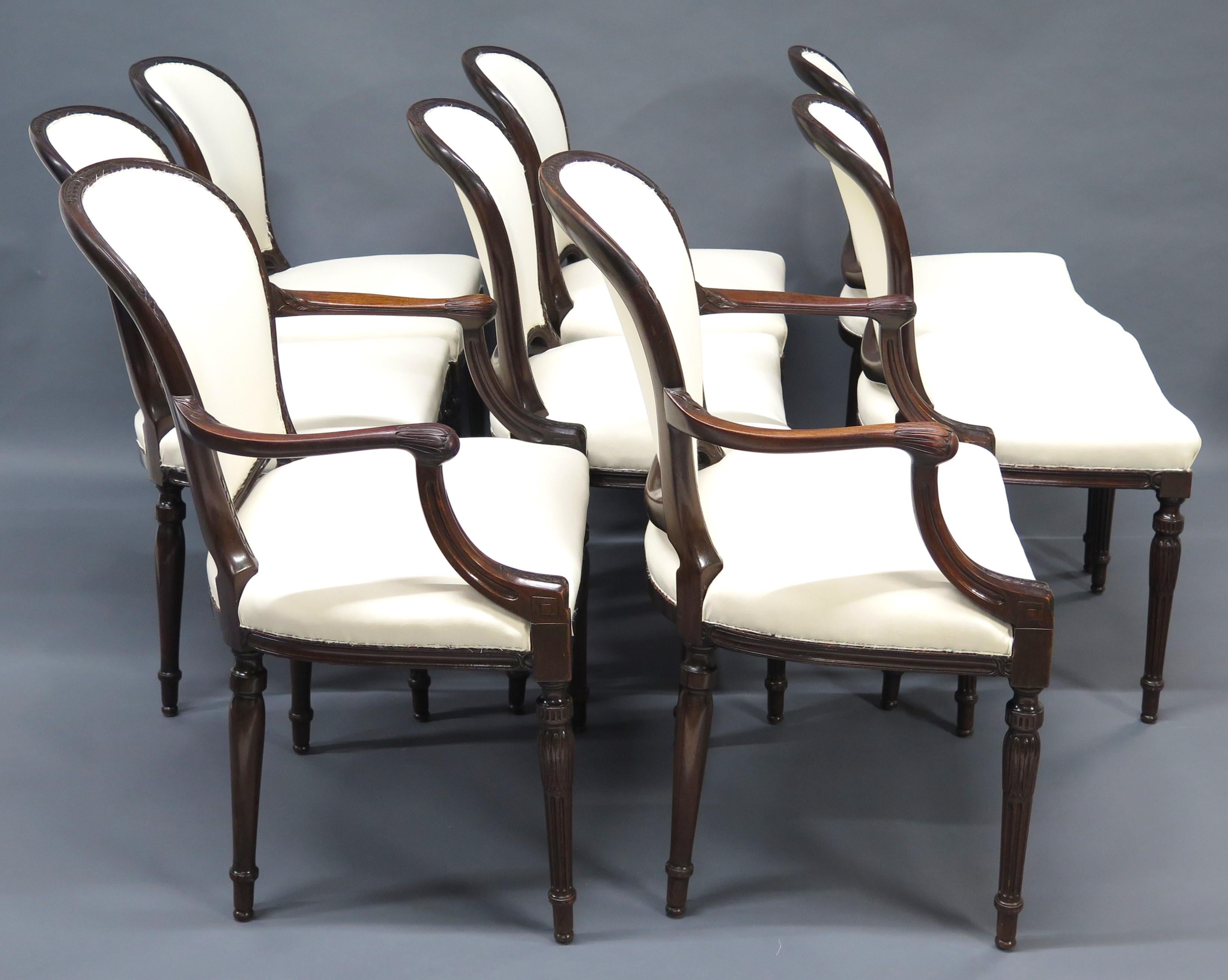English Set of Eight (8) George III Mahogany Dining Chairs For Sale