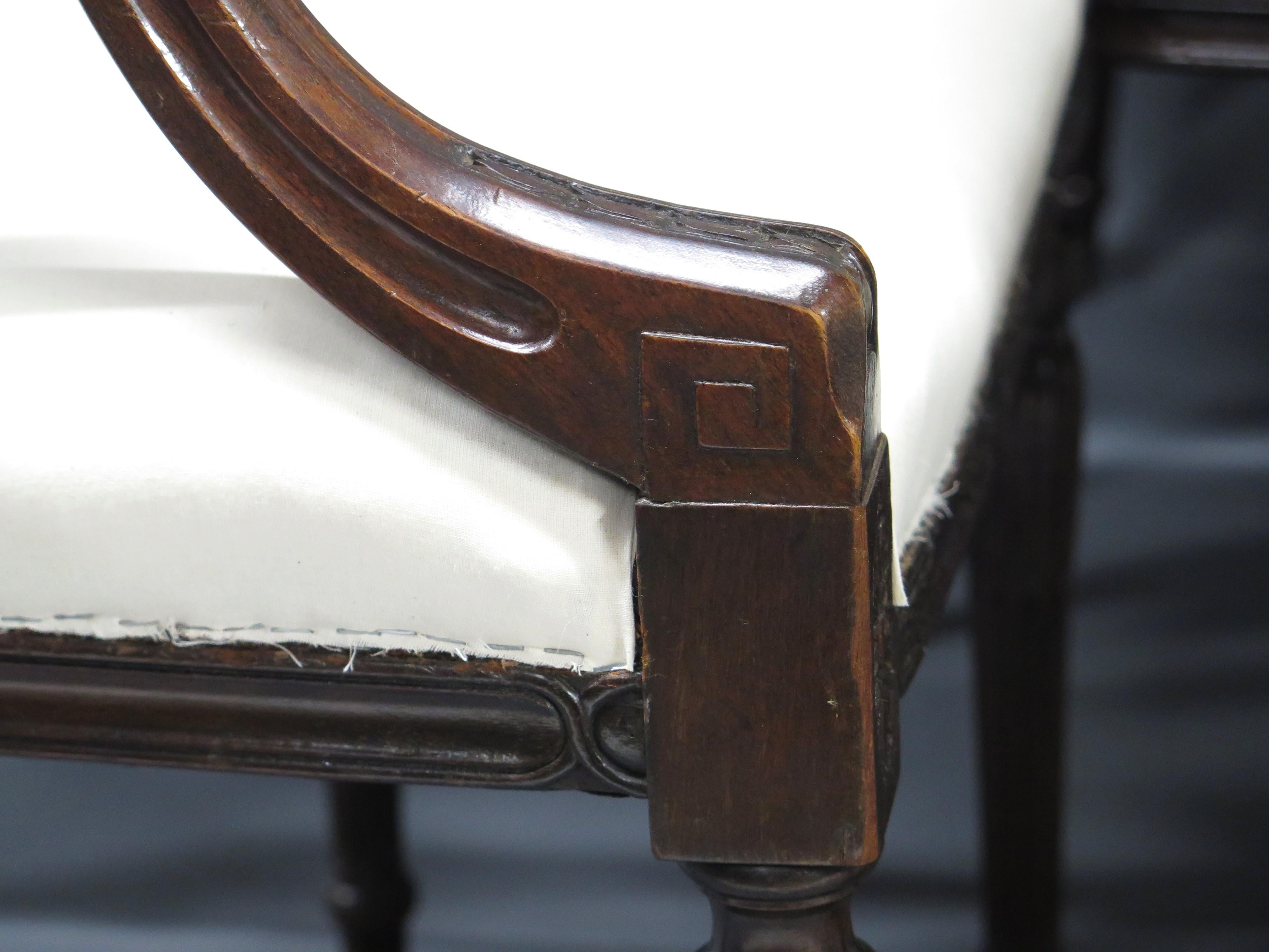 Muslin Set of Eight (8) George III Mahogany Dining Chairs For Sale
