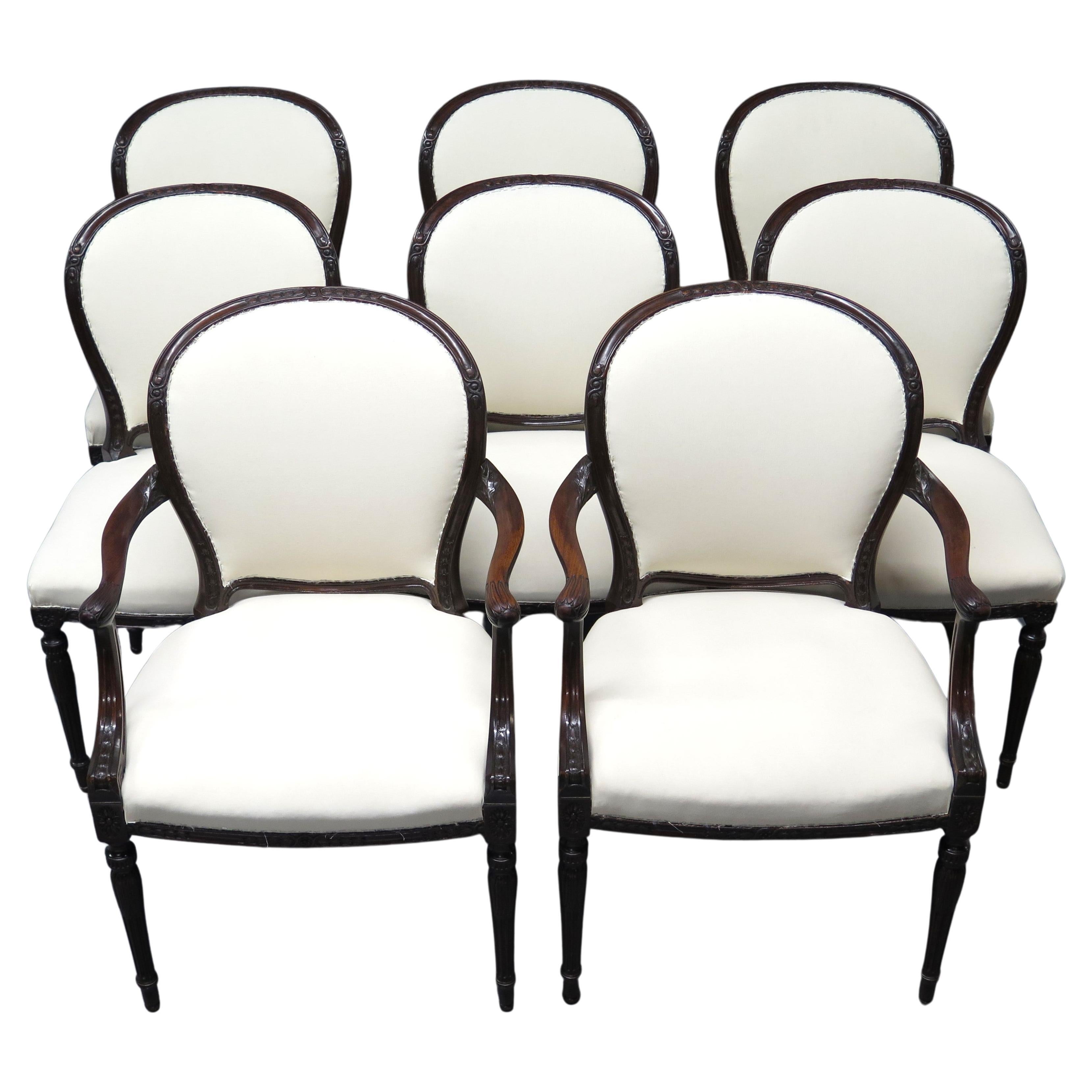 Set of Eight (8) George III Mahogany Dining Chairs For Sale