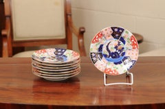 Set of Eight '8' Porcelain Plates in “Money Tree” Pattern, England, circa 1820