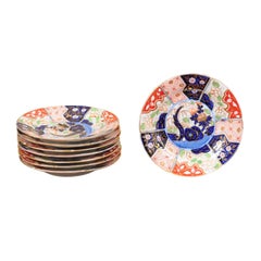 Juego de Ocho (8) Platos de Porcelana con Diseño "Árbol del Dinero", Inglaterra ca. 1820