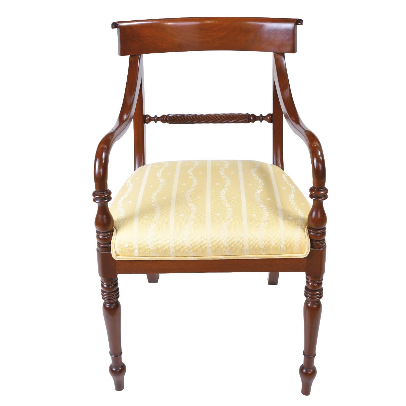 Set of Eight '8' Regency Style Dining Chairs in Mahogany with Upholstered Seat 7