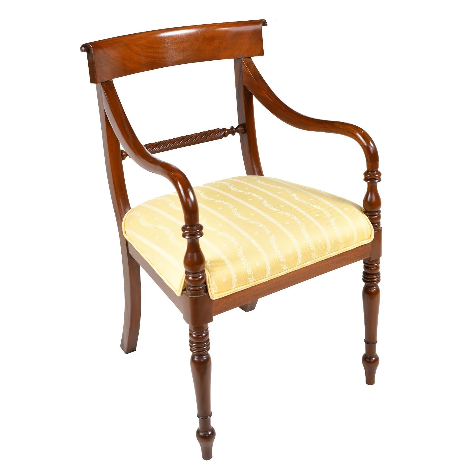 Set of Eight '8' Regency Style Dining Chairs in Mahogany with Upholstered Seat 13