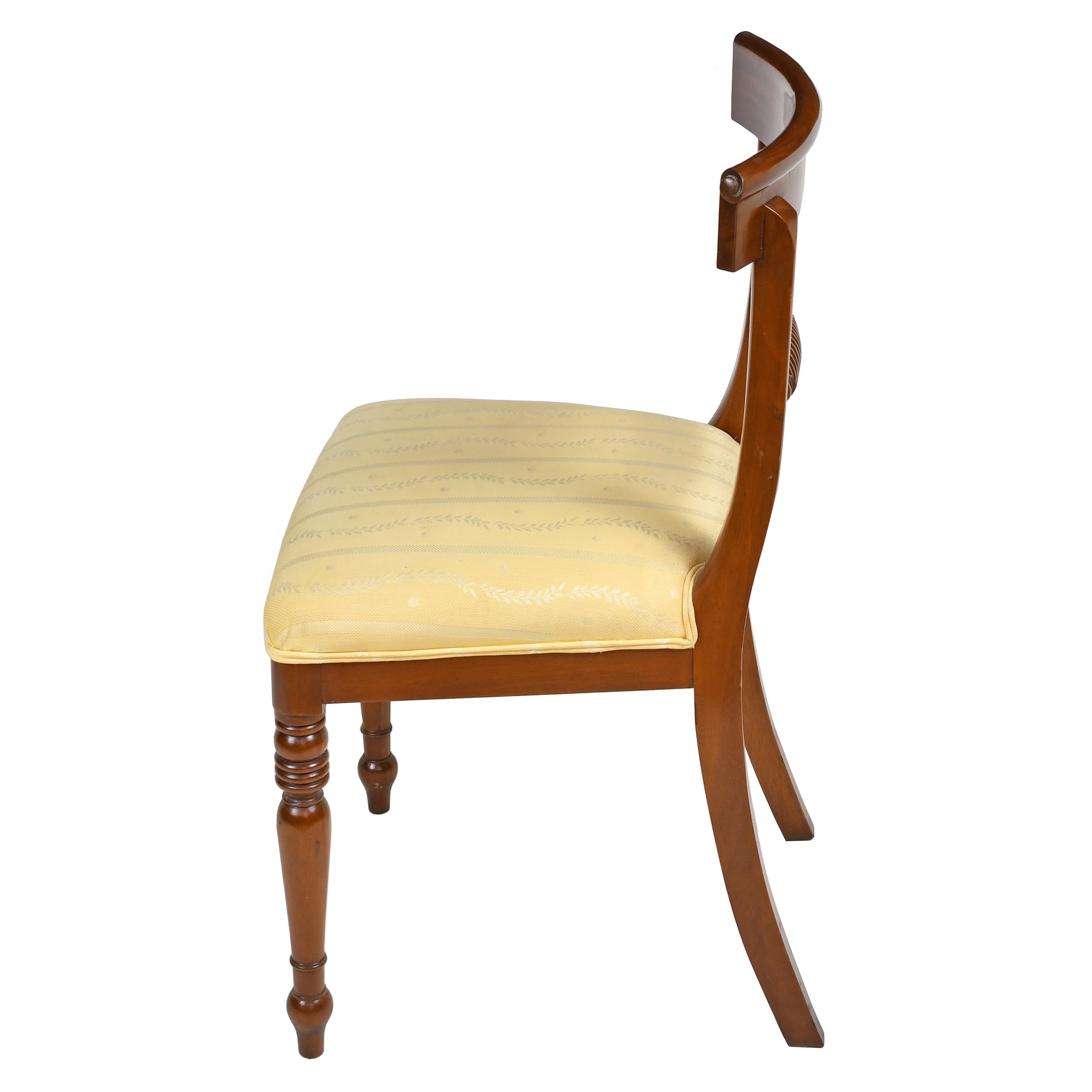 Carved Set of Eight '8' Regency Style Dining Chairs in Mahogany with Upholstered Seat