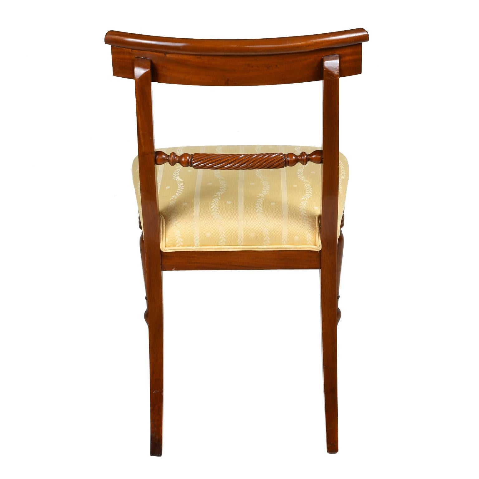Contemporary Set of Eight '8' Regency Style Dining Chairs in Mahogany with Upholstered Seat