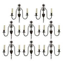 Set of Eight Adam Style Bronzed Wall Sconces