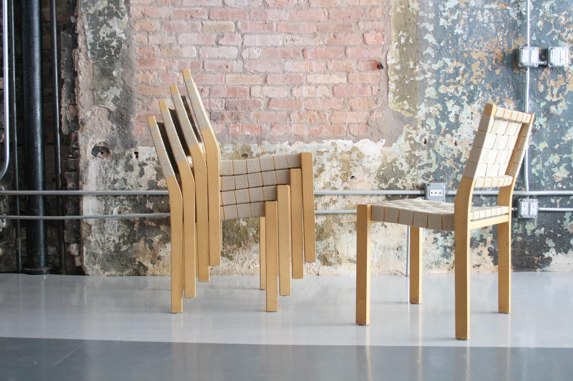 Mid-Century Modern Set of Eight Alvar Aalto 615 Chairs for Artek, Finland