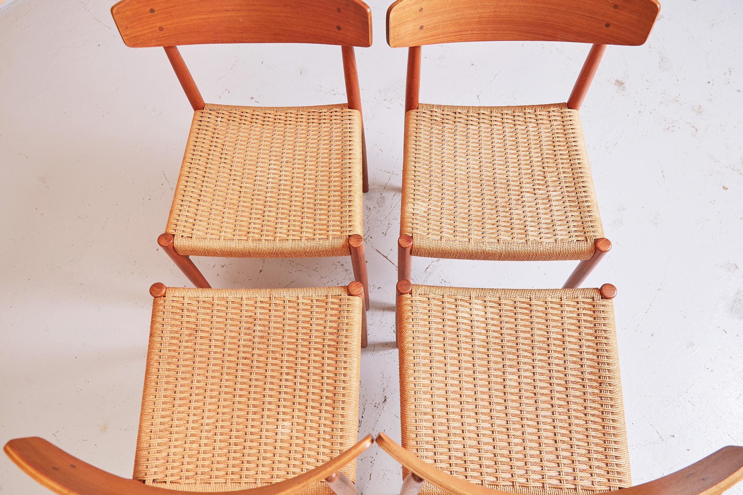Set of Eight AM Mobler Model 501 Chairs Vintage Danish Teak and Paper Cord 9