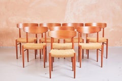 Set of Eight AM Mobler Model 501 Chairs Vintage Danish Teak and Paper Cord