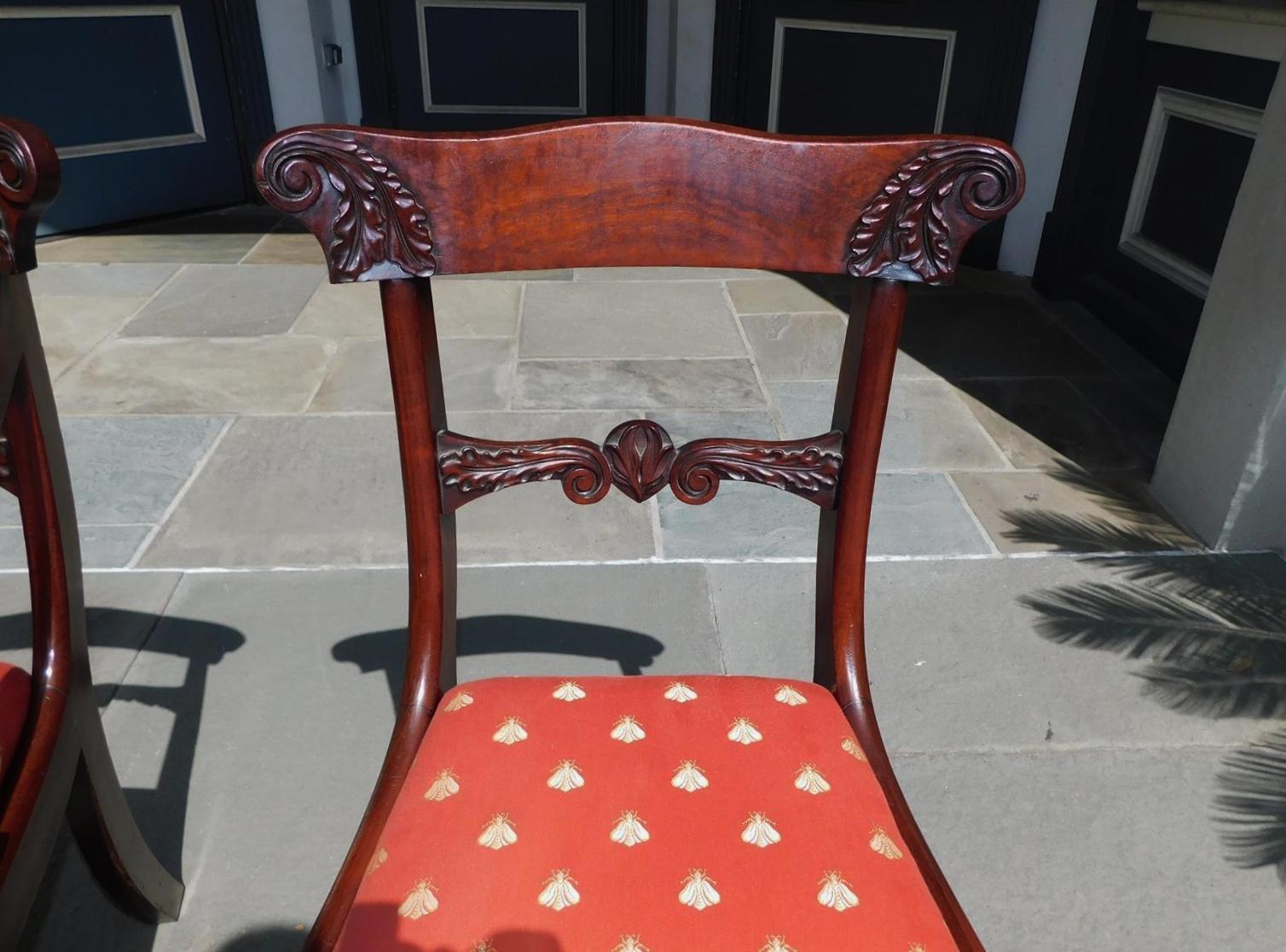 Set of Eight American Federal Mahogany Acanthus Carved Dining Chairs Circa 1820 2