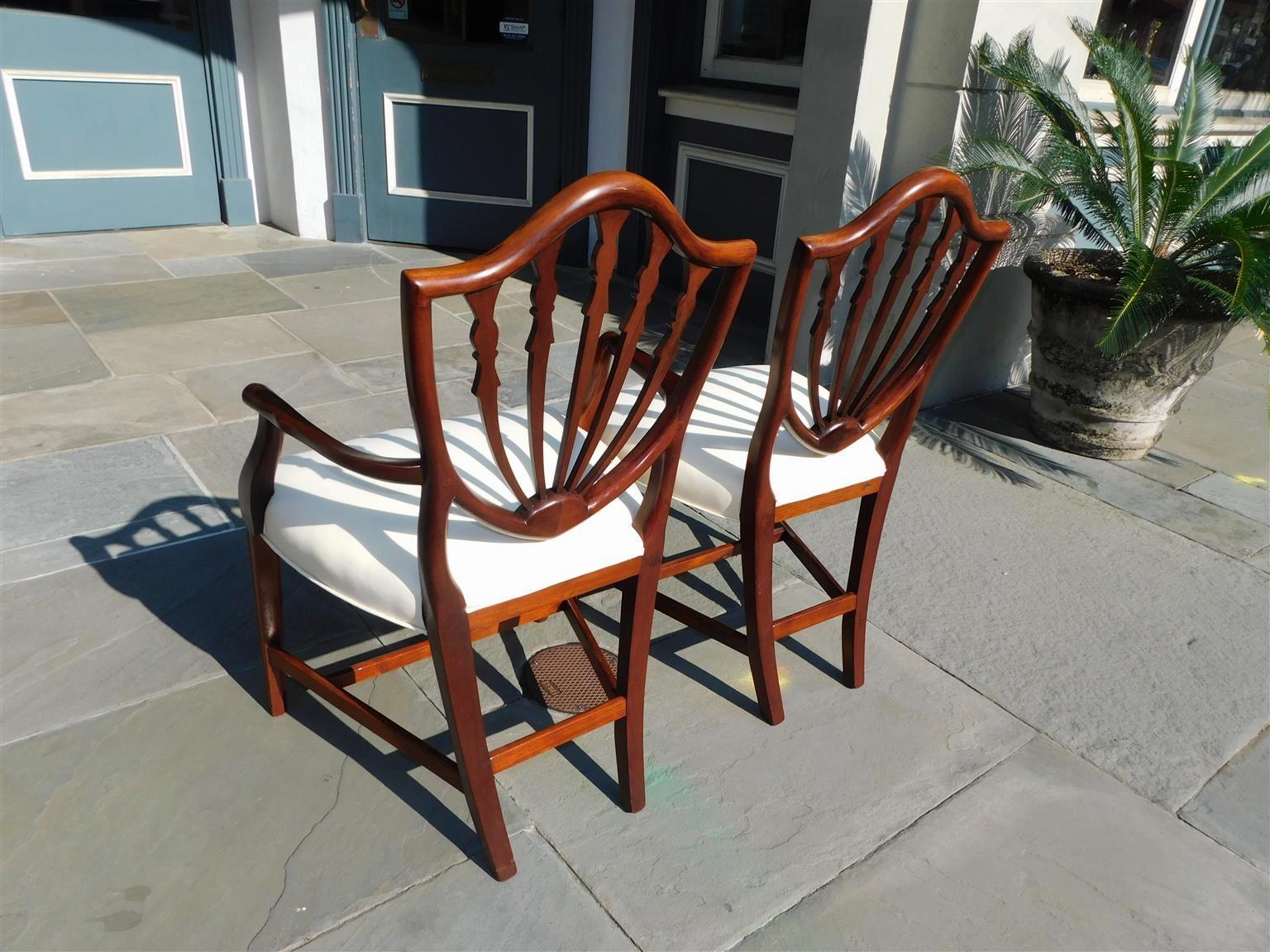 Set of Eight American Hepplewhite Mahogany Shield Back Dining Room Chairs C 1820 4