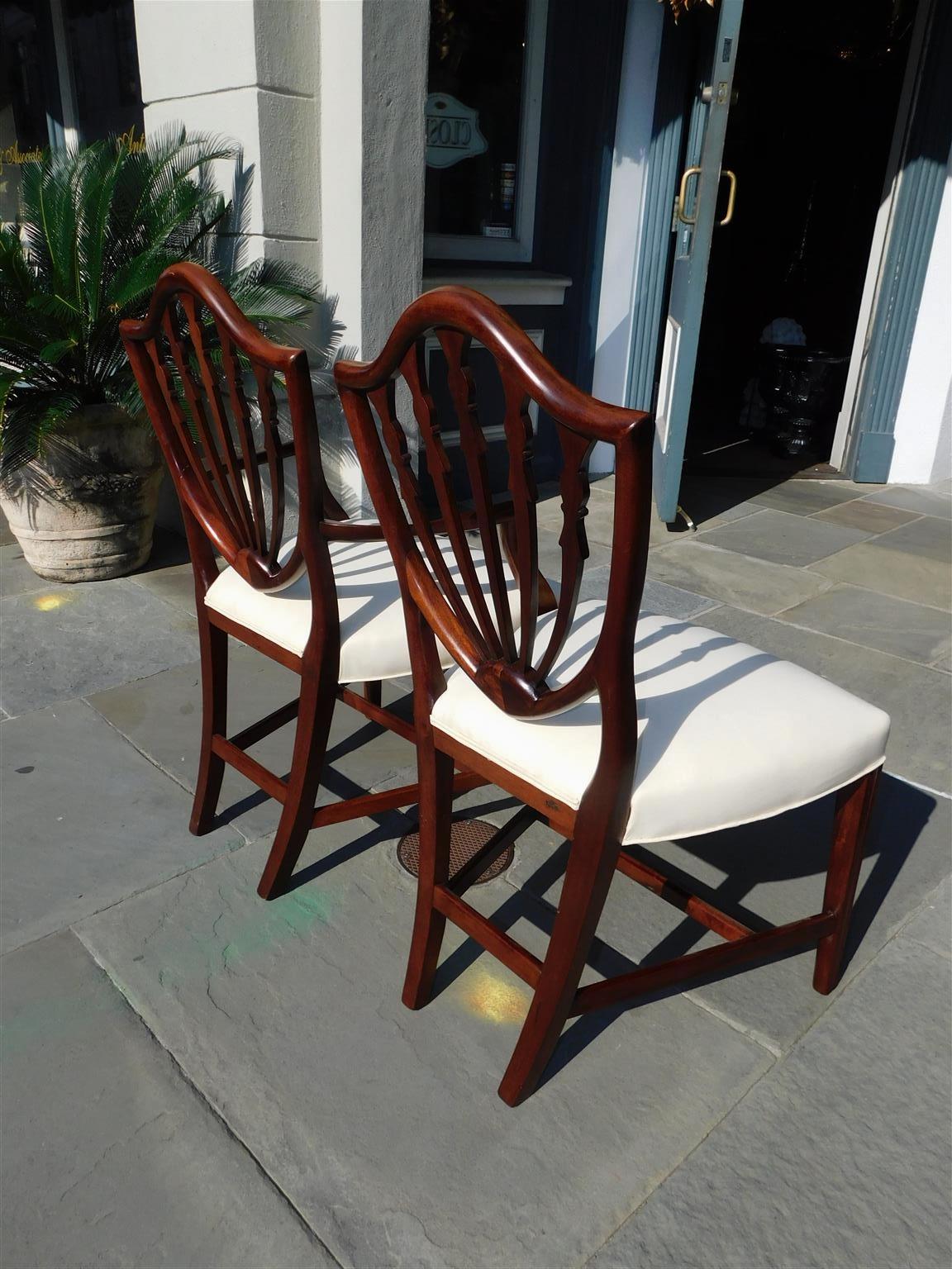 Set of Eight American Hepplewhite Mahogany Shield Back Dining Room Chairs C 1820 5