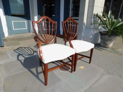Set of Eight American Hepplewhite Mahogany Shield Back Dining Room Chairs C 1820