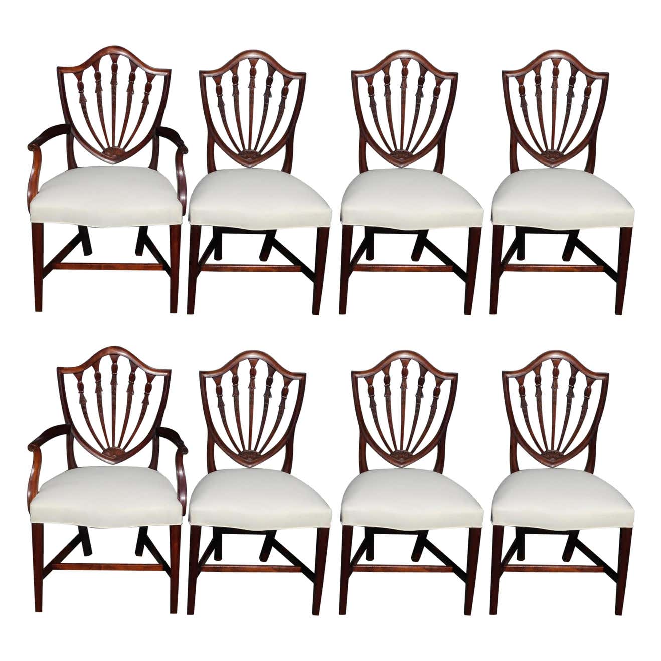 Set of Eight American Hepplewhite Mahogany Shield Back Dining Room ...