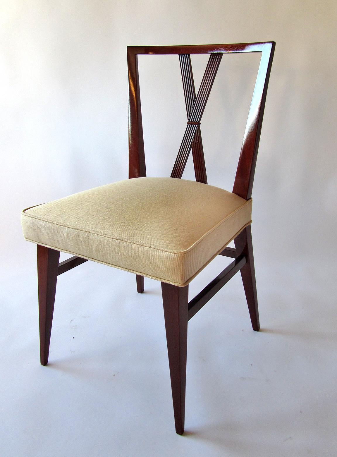 Mid-20th Century Set of Eight American Modern X-Back Dining Chairs by Tommi Parzinger