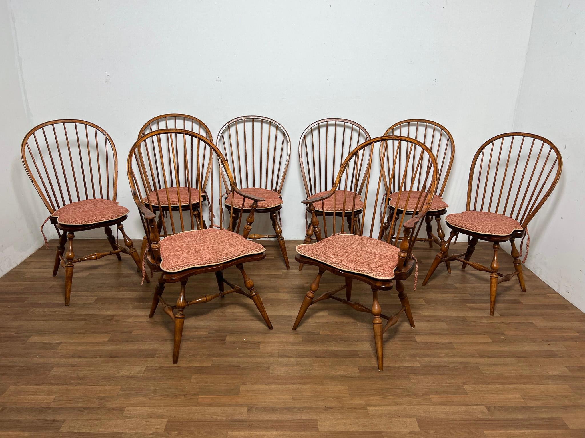 Set of Eight American Windsor Dining Chairs Circa Late 20th Century 11