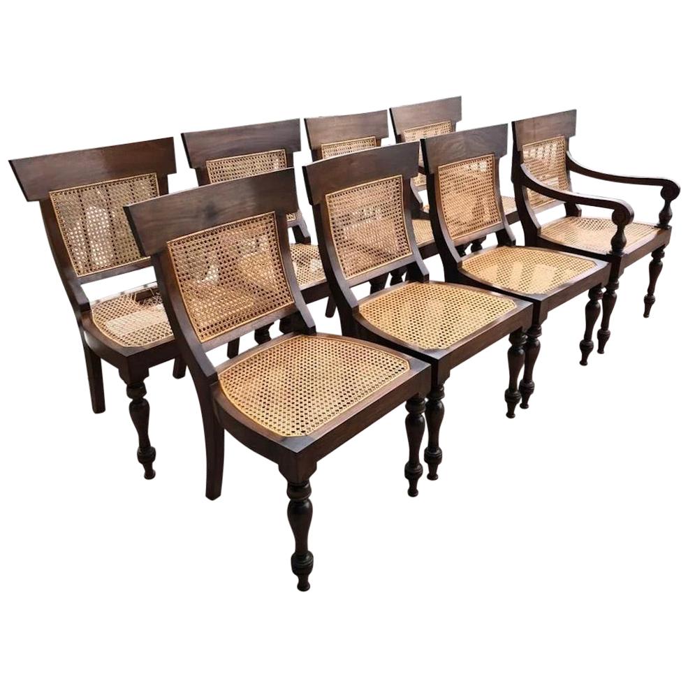 Set of Eight Anglo-Indian Rosewood Regency Dining Chairs