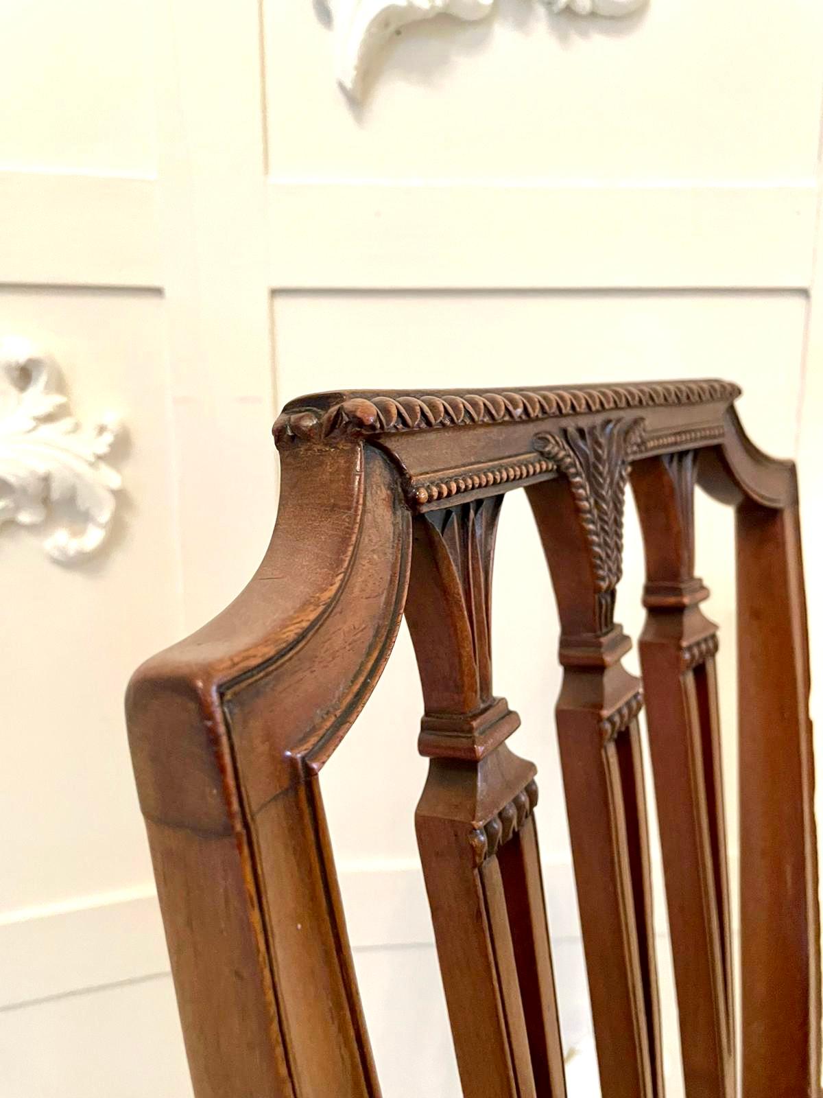 Hand-Carved Set of Eight Antique 19th Century Victorian Carved Mahogany Dining Chairs