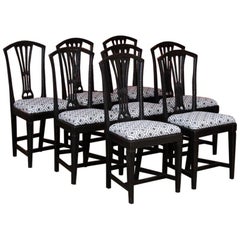 Set of Eight Antique Black Painted Swedish Dining Chairs