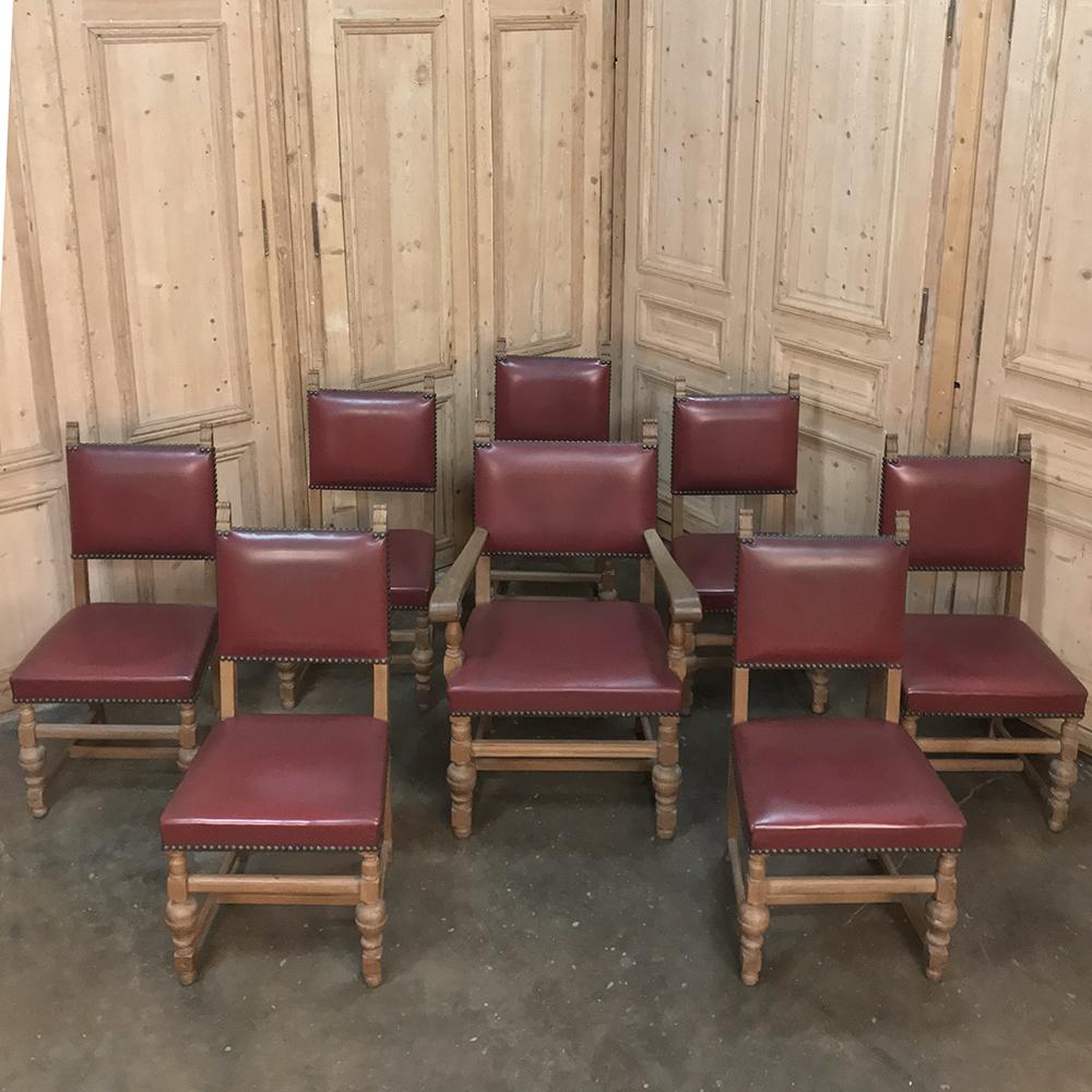 Neoclassical Set of Eight Antique Chairs Includes 1 Armchair