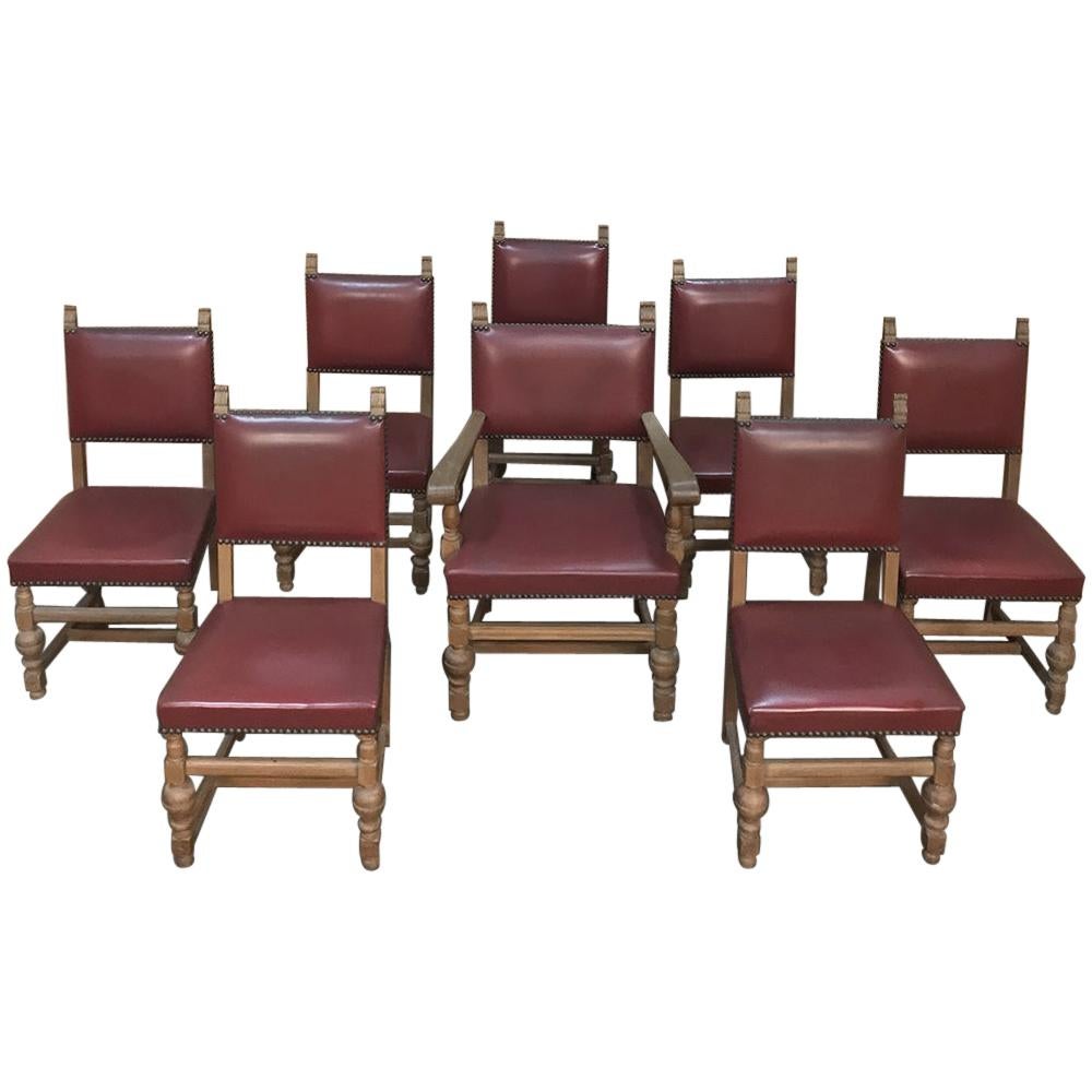 Set of Eight Antique Chairs Includes 1 Armchair