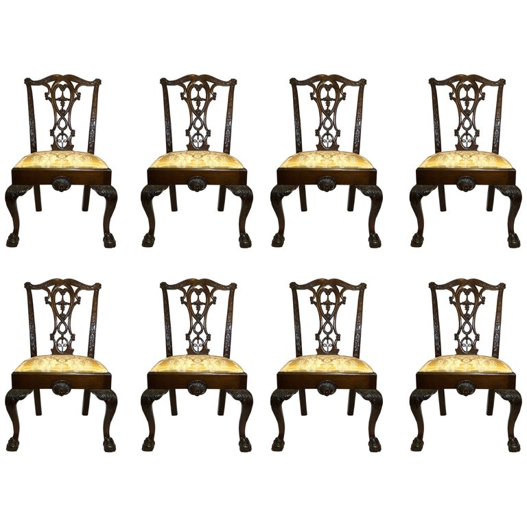Set of Eight Antique English 19th Century Mahogany Dining Chairs For Sale
