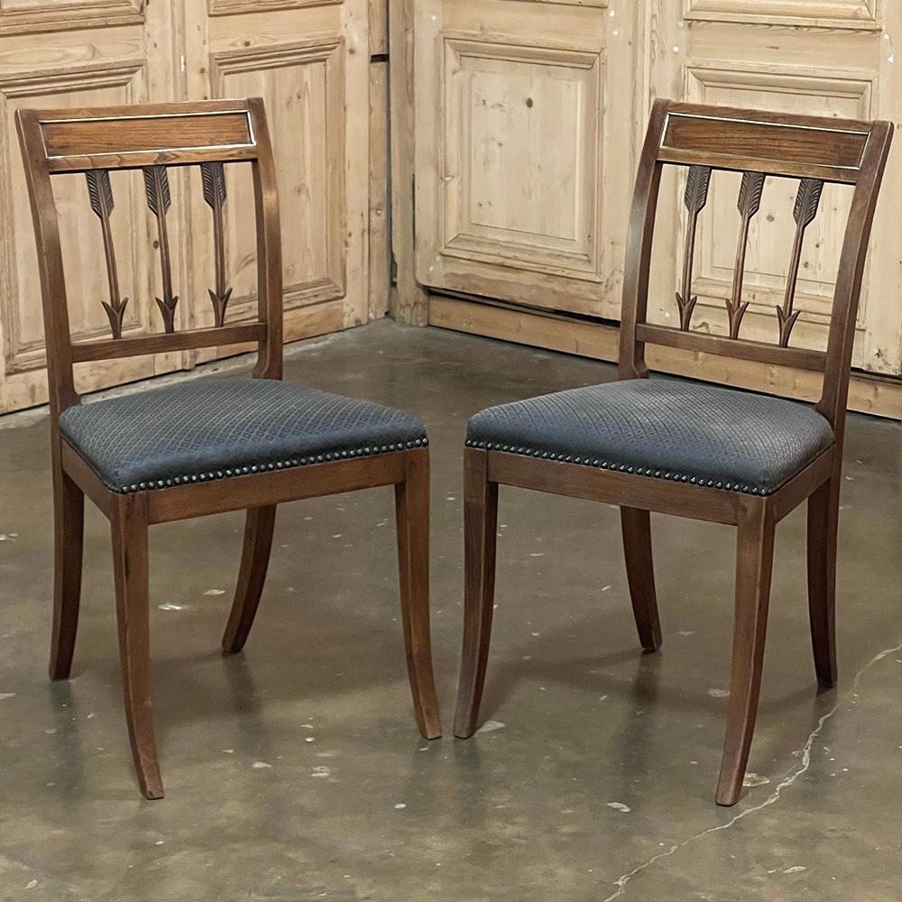 Mohair Set of Eight Antique French Directoire Dining Chairs For Sale