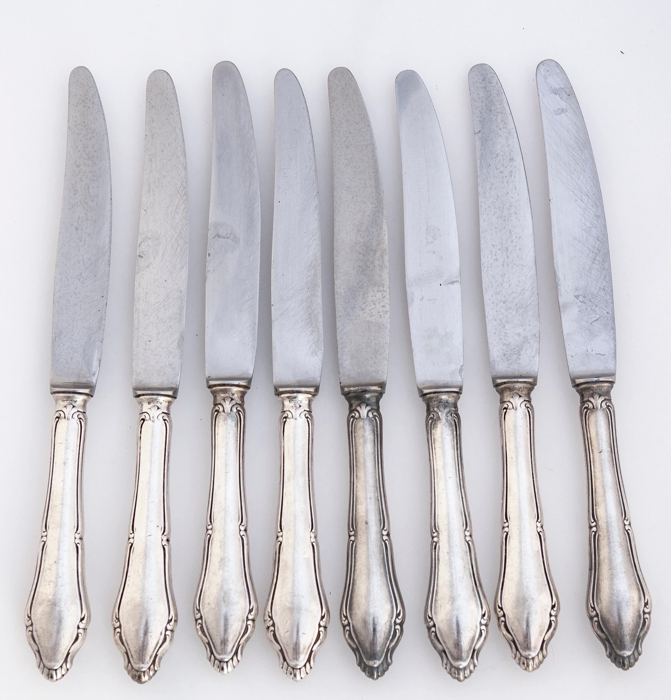 Set of Eight Antique German Dinner Knives In Good Condition For Sale In Malibu, CA
