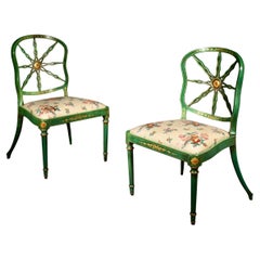 Set of Six George III Green Painted Dining Chairs