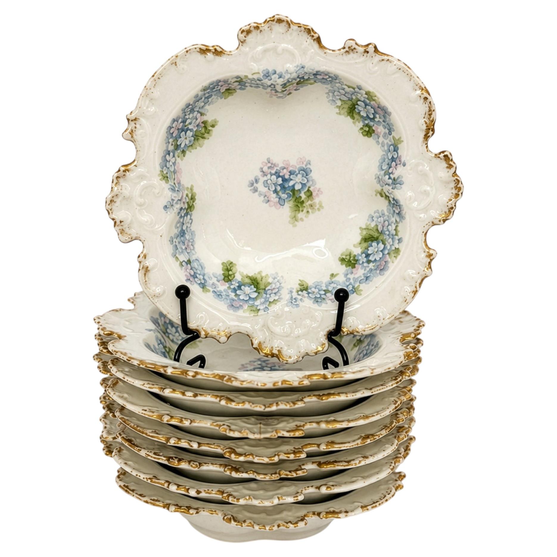 Lot de huit beurrières anciennes en porcelaine de Limoges « Haviland », 1900