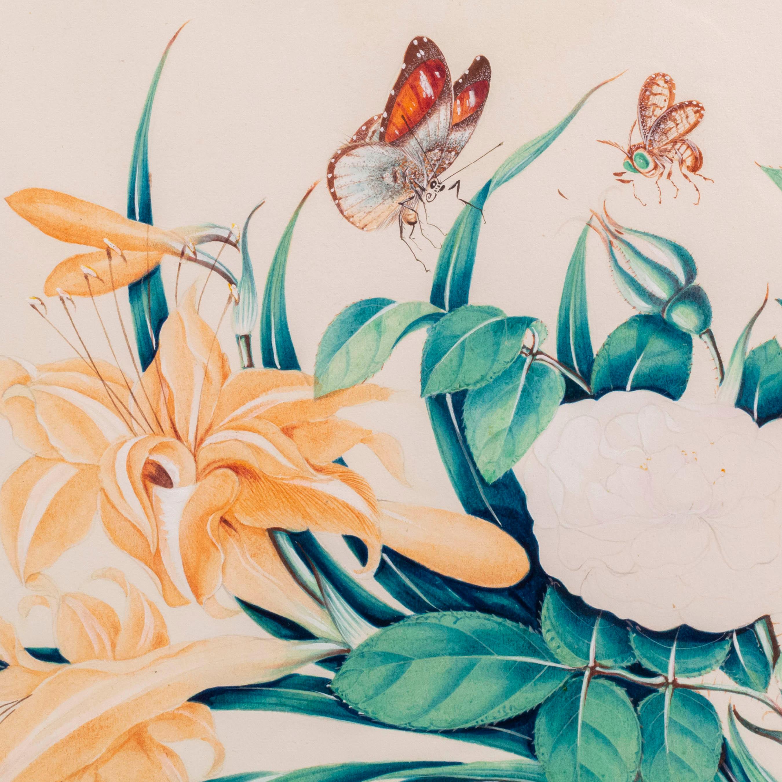 Un set di otto squisite guaches dipinte a mano con fiori esotici e farfalle, inizio del XX secolo.

Perché ci piacciono

Squisitamente dipinti a mano con molti dettagli minuziosi, vibranti e lussureggianti, questi bellissimi quadri sono