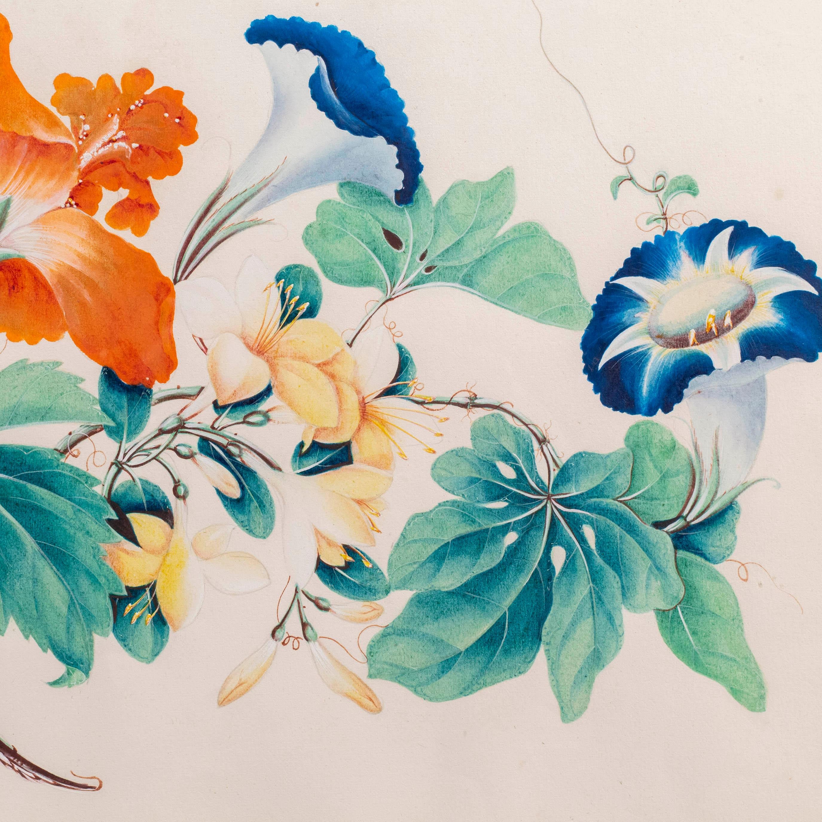 Immagini di fiori e farfalle dipinte a mano in vendita 2