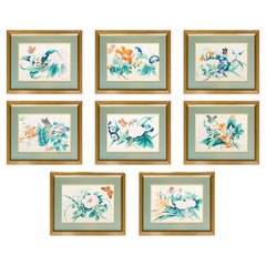 Set of Eight Used Pictures of Flowers and Butterflies
