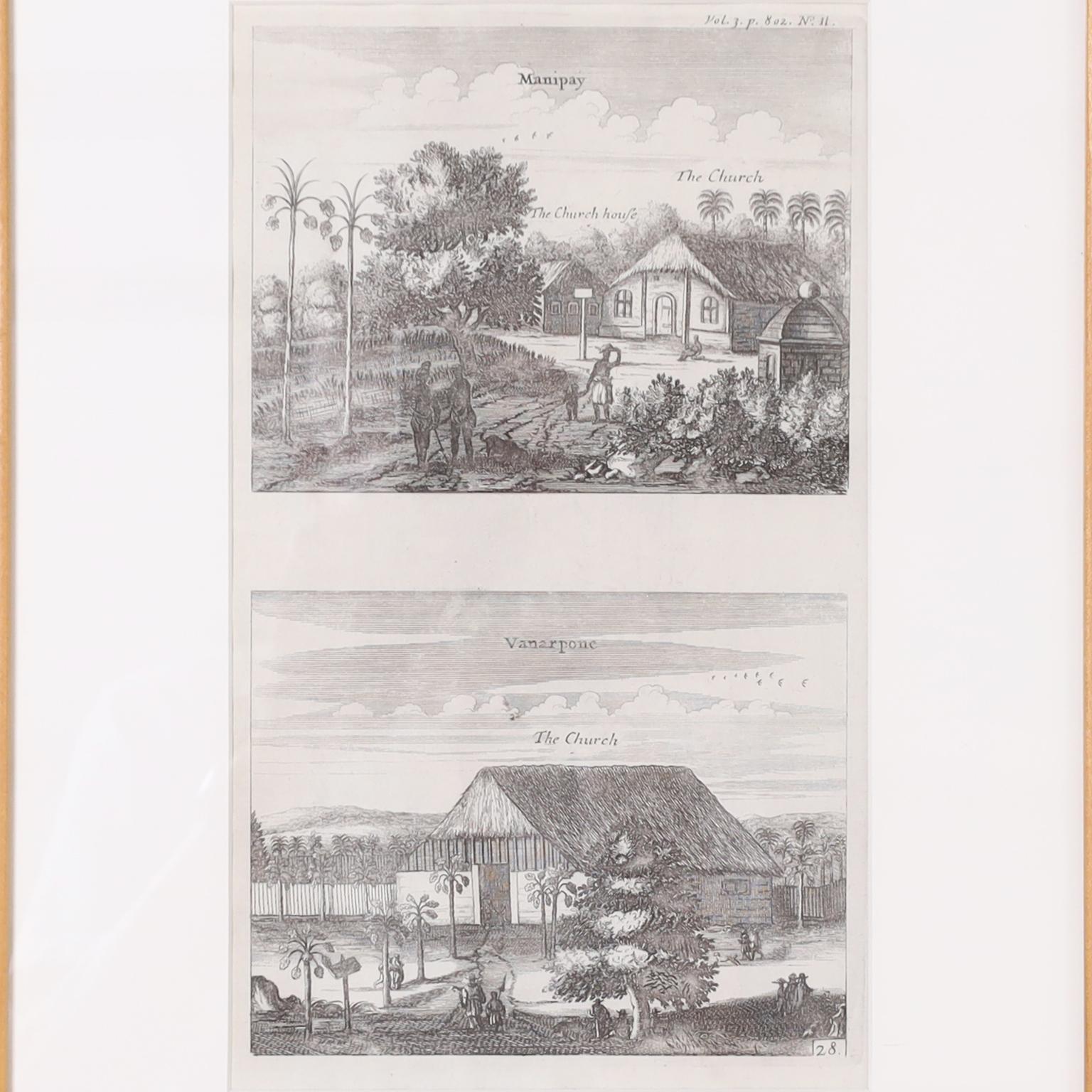 Set of Eight Antique Prints Depicting 17th Century Churches  In Good Condition For Sale In Palm Beach, FL